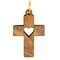 Handcrafted Olive Wood Cross Pendant: Bethlehem Artisans' Heart Design, Approx. 29x19mm